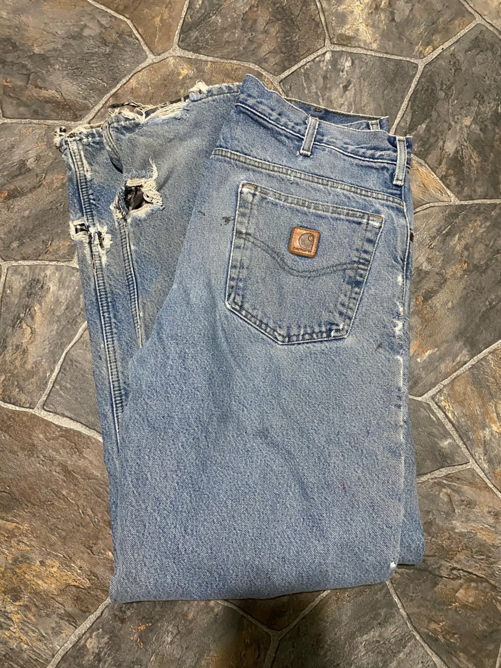 Carhartt Light Blue Relaxed Fit Lined Men's Jeans plaid cotton heavyweight